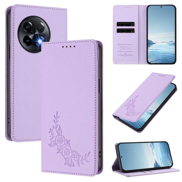 Peony Embossed Magnetic RFID Vegan Leather Phone Case, For OnePlus Nord CE 3 Lite 5G / Nord N30, For OnePlus 11R 5G / Ace 2 5G