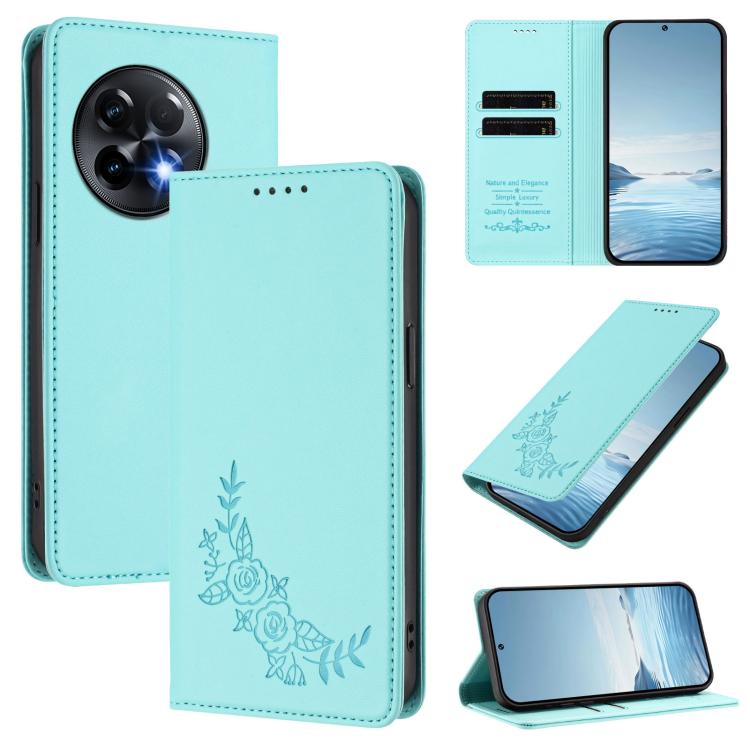 Peony Embossed Magnetic RFID Vegan Leather Phone Case, For OnePlus Nord CE 3 Lite 5G / Nord N30, For OnePlus 11R 5G / Ace 2 5G
