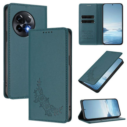 Peony Embossed Magnetic RFID Vegan Leather Phone Case, For OnePlus Nord CE 3 Lite 5G / Nord N30, For OnePlus 11R 5G / Ace 2 5G