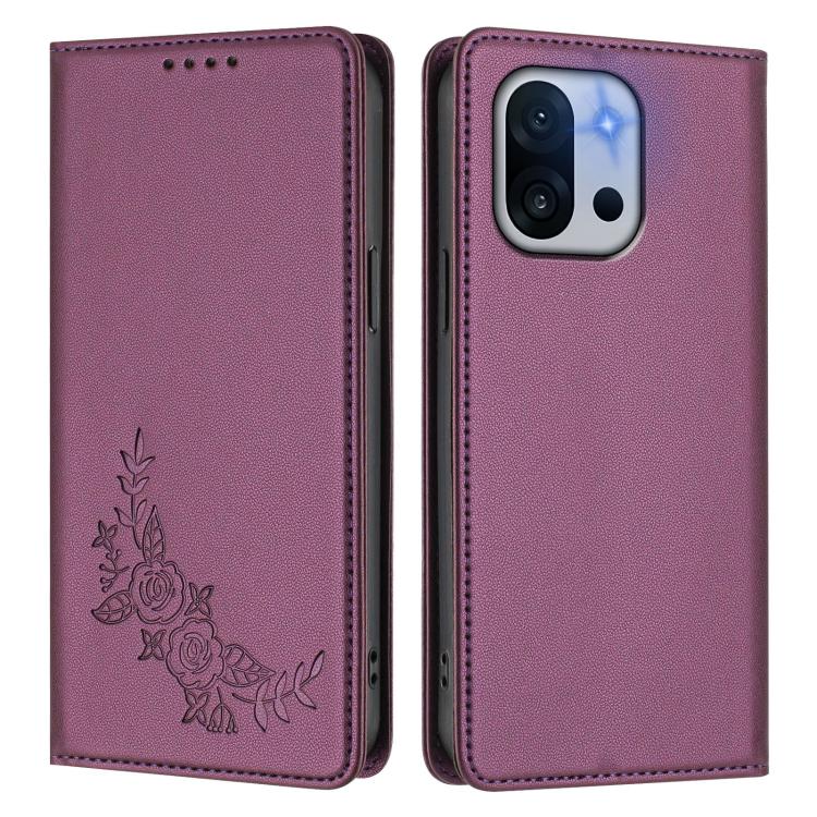 Peony Embossed Magnetic RFID Vegan Leather Phone Case, For OnePlus 13T 5G, For OnePlus 13R / Ace 5 / Ace 5 Pro