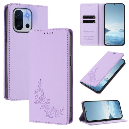 Peony Embossed Magnetic RFID Vegan Leather Phone Case, For OnePlus 13T 5G, For OnePlus 13R / Ace 5 / Ace 5 Pro