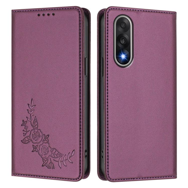 Peony Embossed Magnetic RFID Vegan Leather Phone Case, For OnePlus Nord 5 5G / Ace 5 Ultra, For OnePlus Nord CE5 / Ace 5 Racing