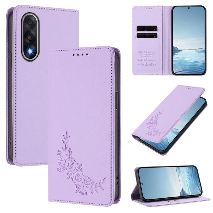 Peony Embossed Magnetic RFID Vegan Leather Phone Case, For OnePlus Nord 5 5G / Ace 5 Ultra, For OnePlus Nord CE5 / Ace 5 Racing