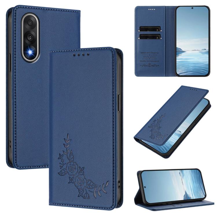 Peony Embossed Magnetic RFID Vegan Leather Phone Case, For OnePlus Nord 5 5G / Ace 5 Ultra, For OnePlus Nord CE5 / Ace 5 Racing