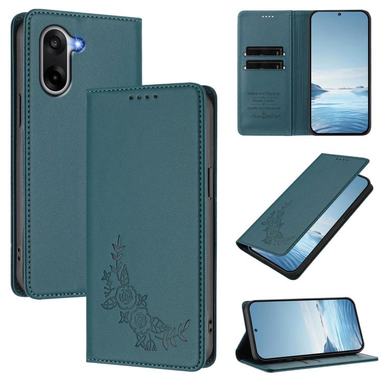 Peony Embossed Magnetic RFID Vegan Leather Phone Case, For OnePlus Nord 5 5G / Ace 5 Ultra, For OnePlus Nord CE5 / Ace 5 Racing
