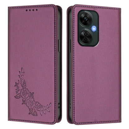 Peony Embossed Magnetic RFID Vegan Leather Phone Case, For OnePlus Nord CE 3 Lite 5G / Nord N30, For OnePlus 11R 5G / Ace 2 5G