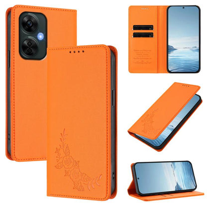 Peony Embossed Magnetic RFID Vegan Leather Phone Case, For OnePlus Nord CE 3 Lite 5G / Nord N30, For OnePlus 11R 5G / Ace 2 5G