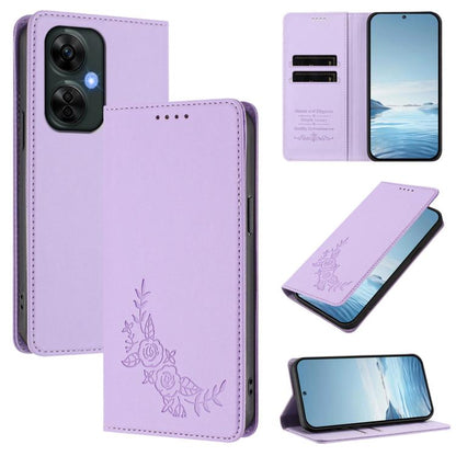 Peony Embossed Magnetic RFID Vegan Leather Phone Case, For OnePlus Nord CE 3 Lite 5G / Nord N30, For OnePlus 11R 5G / Ace 2 5G