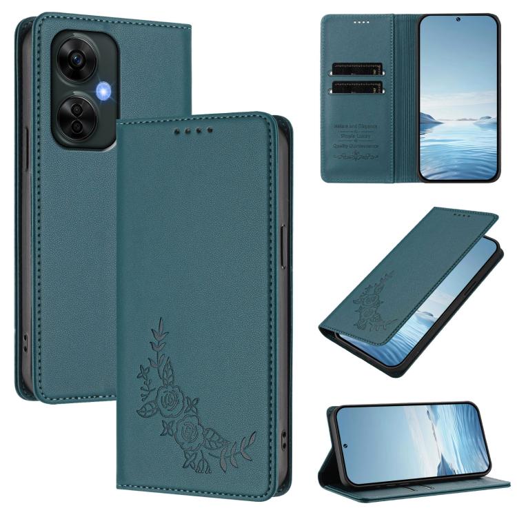 Peony Embossed Magnetic RFID Vegan Leather Phone Case, For OnePlus Nord CE 3 Lite 5G / Nord N30, For OnePlus 11R 5G / Ace 2 5G