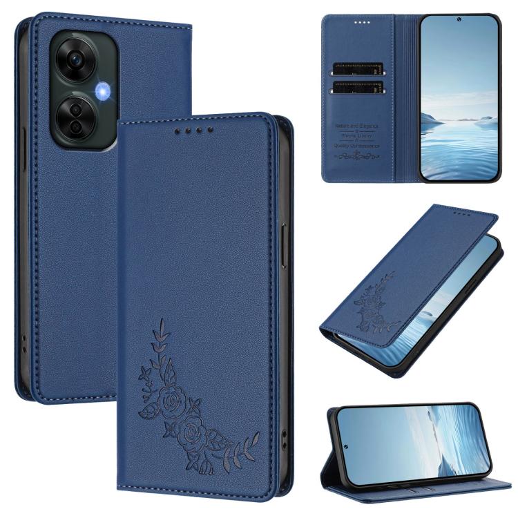Peony Embossed Magnetic RFID Vegan Leather Phone Case, For OnePlus Nord CE 3 Lite 5G / Nord N30, For OnePlus 11R 5G / Ace 2 5G
