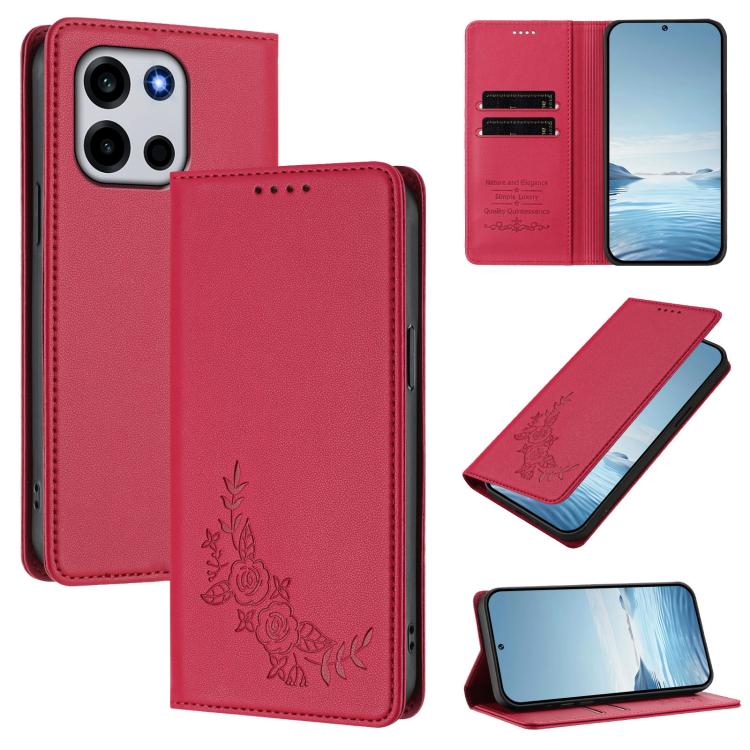 Peony Embossed Magnetic RFID Vegan Leather Phone Case, For OnePlus Turbo 6X Pro 5G, For OnePlus Turbo 6 / Turbo 6V