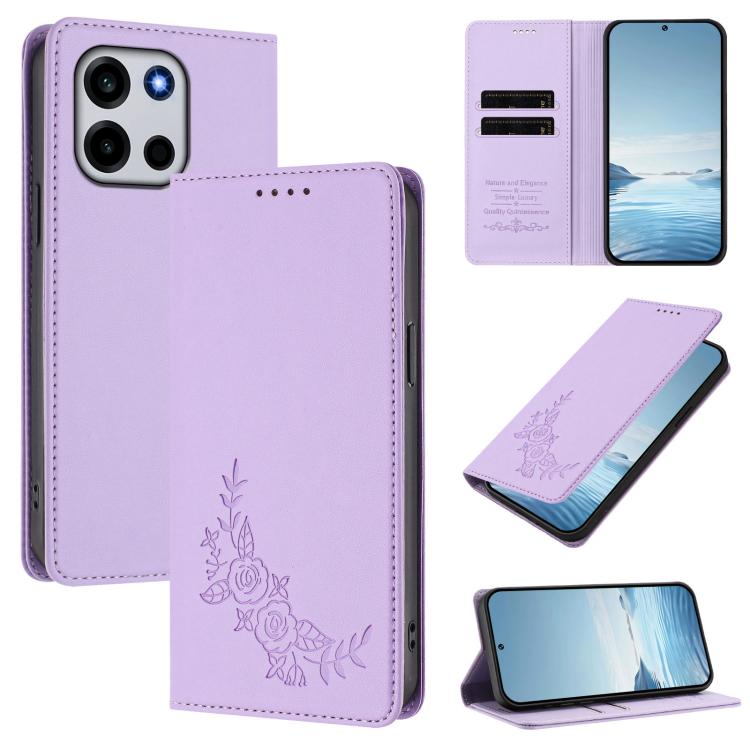 Peony Embossed Magnetic RFID Vegan Leather Phone Case, For OnePlus Turbo 6X Pro 5G, For OnePlus Turbo 6 / Turbo 6V