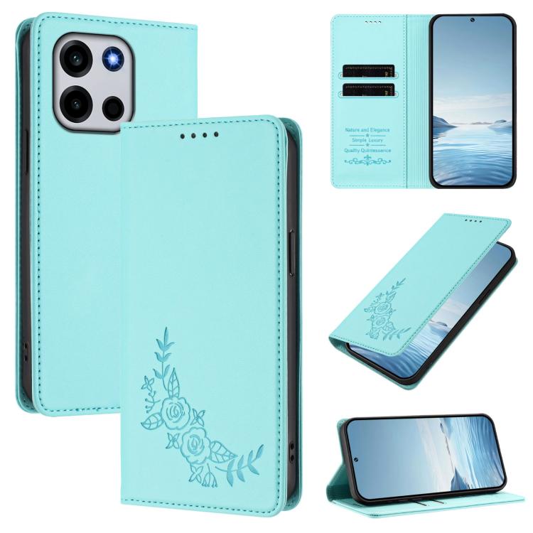 Peony Embossed Magnetic RFID Vegan Leather Phone Case, For OnePlus Turbo 6X Pro 5G, For OnePlus Turbo 6 / Turbo 6V