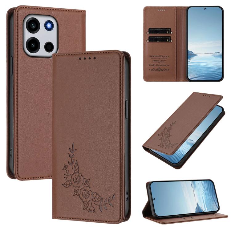 Peony Embossed Magnetic RFID Vegan Leather Phone Case, For OnePlus Turbo 6X Pro 5G, For OnePlus Turbo 6 / Turbo 6V