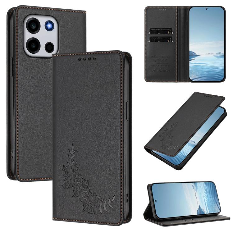 Peony Embossed Magnetic RFID Vegan Leather Phone Case, For OnePlus Turbo 6X Pro 5G, For OnePlus Turbo 6 / Turbo 6V