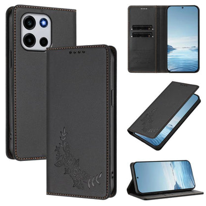 Peony Embossed Magnetic RFID Vegan Leather Phone Case, For OnePlus Turbo 6X Pro 5G, For OnePlus Turbo 6 / Turbo 6V