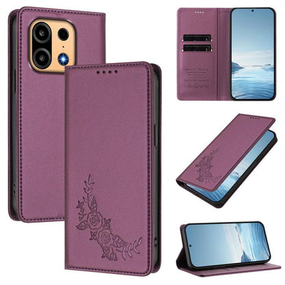 Peony Embossed Magnetic RFID Vegan Leather Phone Case, For OnePlus Turbo 6X Pro 5G, For OnePlus Turbo 6 / Turbo 6V