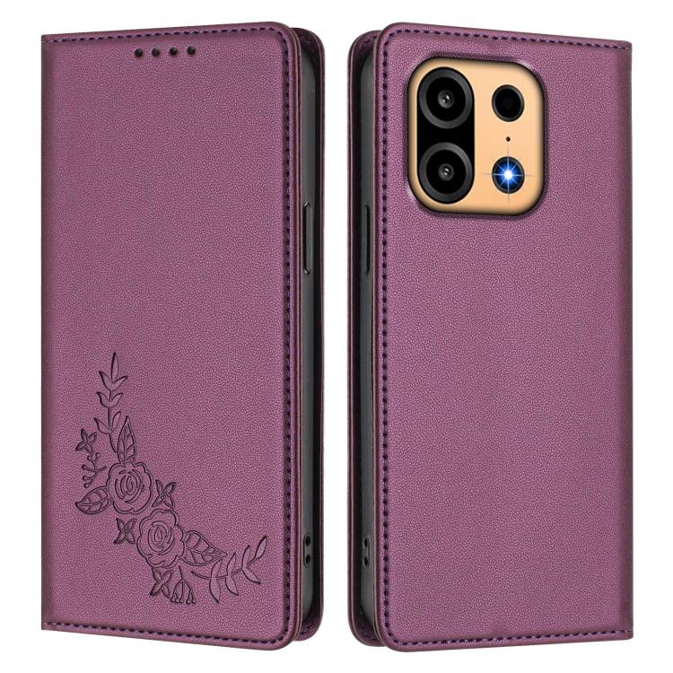 Peony Embossed Magnetic RFID Vegan Leather Phone Case, For OnePlus Turbo 6X Pro 5G, For OnePlus Turbo 6 / Turbo 6V