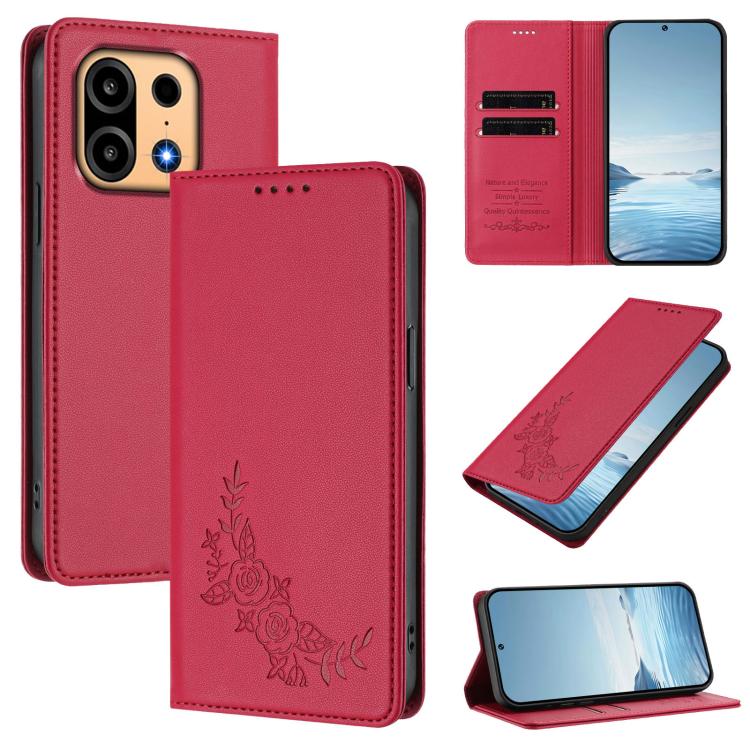 Peony Embossed Magnetic RFID Vegan Leather Phone Case, For OnePlus Turbo 6X Pro 5G, For OnePlus Turbo 6 / Turbo 6V