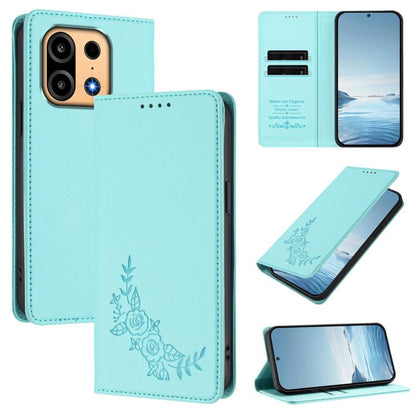 Peony Embossed Magnetic RFID Vegan Leather Phone Case, For OnePlus Turbo 6X Pro 5G, For OnePlus Turbo 6 / Turbo 6V