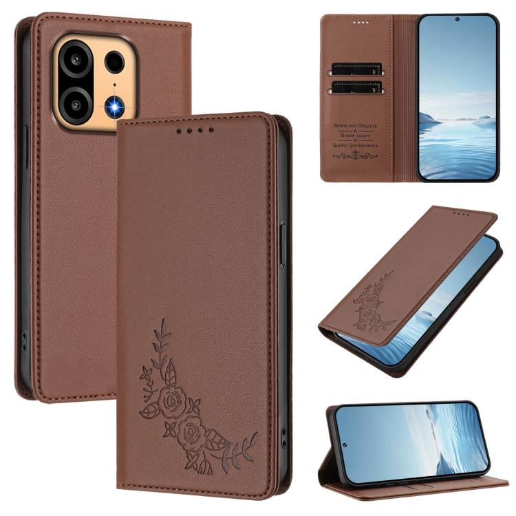 Peony Embossed Magnetic RFID Vegan Leather Phone Case, For OnePlus Turbo 6X Pro 5G, For OnePlus Turbo 6 / Turbo 6V
