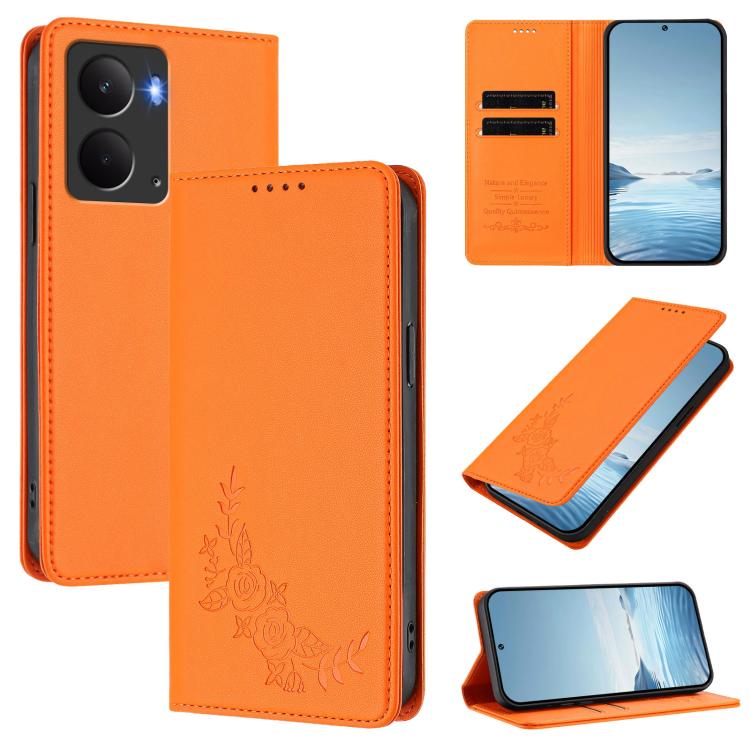 Peony Embossed Magnetic RFID Vegan Leather Phone Case, For Realme C75 4G / Narzo 80x / 14x India, For Realme 14 / 14T 5G / P3 5G
