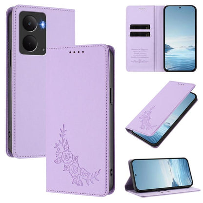 Peony Embossed Magnetic RFID Vegan Leather Phone Case, For Realme C75 4G / Narzo 80x / 14x India, For Realme 14 / 14T 5G / P3 5G