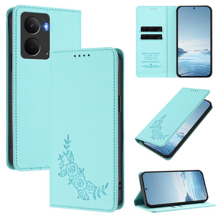 Peony Embossed Magnetic RFID Vegan Leather Phone Case, For Realme C75 4G / Narzo 80x / 14x India, For Realme 14 / 14T 5G / P3 5G