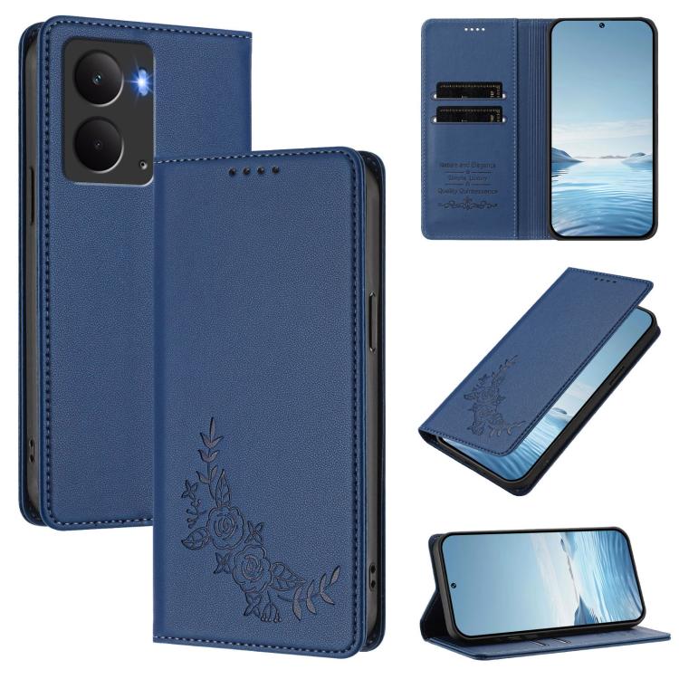 Peony Embossed Magnetic RFID Vegan Leather Phone Case, For Realme C75 4G / Narzo 80x / 14x India, For Realme 14 / 14T 5G / P3 5G
