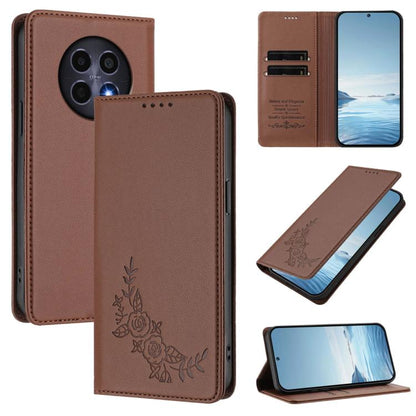 Peony Embossed Magnetic RFID Vegan Leather Phone Case, For Realme C63 5G, For Realme 13 5G / 12 5G / 12x / 12x India