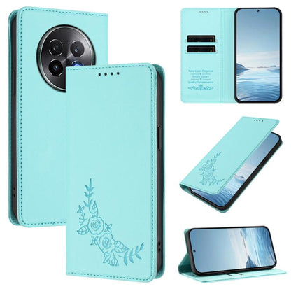 Peony Embossed Magnetic RFID Vegan Leather Phone Case, For Realme 13+, For Realme 13 4G / 12 4G / 12+ / Narzo 70 / P1