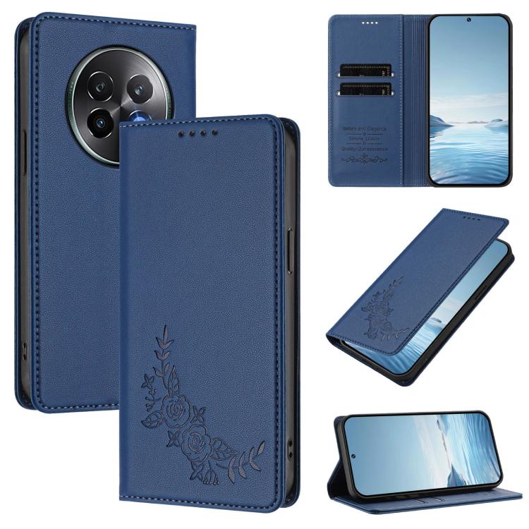 Peony Embossed Magnetic RFID Vegan Leather Phone Case, For Realme 13+, For Realme 13 4G / 12 4G / 12+ / Narzo 70 / P1