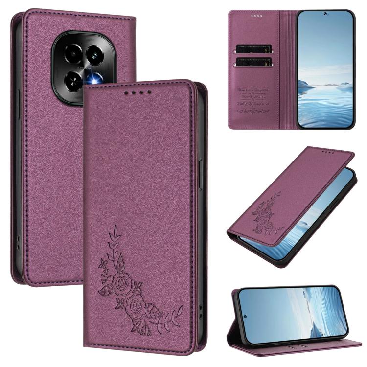 Peony Embossed Magnetic RFID Vegan Leather Phone Case, For Realme C63 5G, For Realme 13 5G / 12 5G / 12x / 12x India
