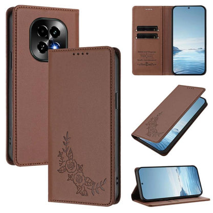 Peony Embossed Magnetic RFID Vegan Leather Phone Case, For Realme C63 5G, For Realme 13 5G / 12 5G / 12x / 12x India