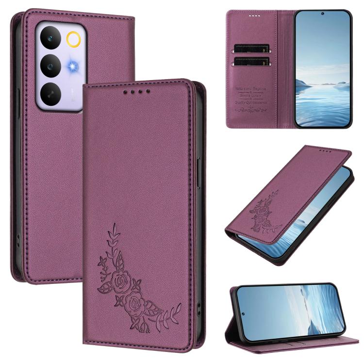 Peony Embossed Magnetic RFID Vegan Leather Phone Case, For Realme C100 / C85 5G / C83 5G / 15x India, For Realme P4 Power 5G