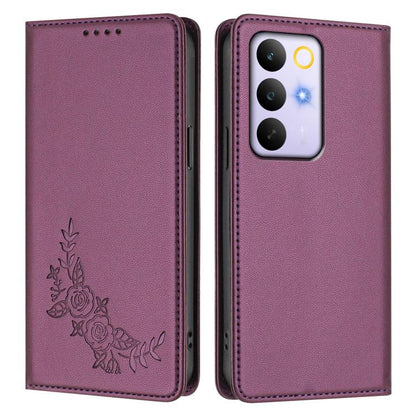 Peony Embossed Magnetic RFID Vegan Leather Phone Case, For Realme C100 / C85 5G / C83 5G / 15x India, For Realme P4 Power 5G
