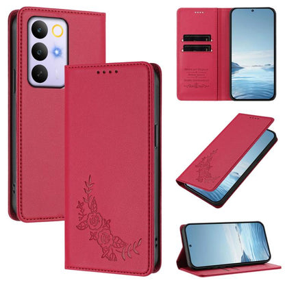 Peony Embossed Magnetic RFID Vegan Leather Phone Case, For Realme C100 / C85 5G / C83 5G / 15x India, For Realme P4 Power 5G