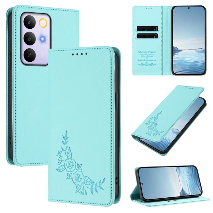Peony Embossed Magnetic RFID Vegan Leather Phone Case, For Realme C100 / C85 5G / C83 5G / 15x India, For Realme P4 Power 5G