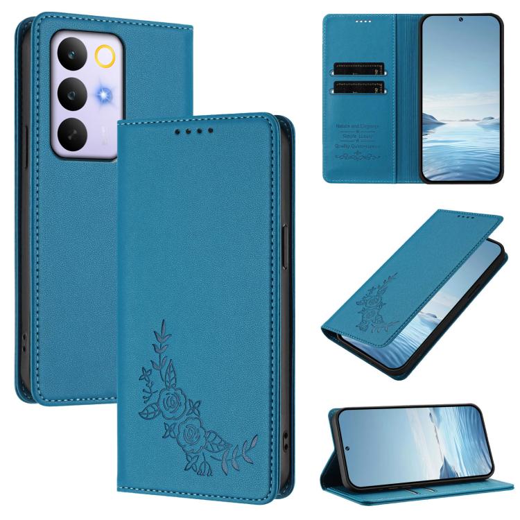 Peony Embossed Magnetic RFID Vegan Leather Phone Case, For Realme C100 / C85 5G / C83 5G / 15x India, For Realme P4 Power 5G
