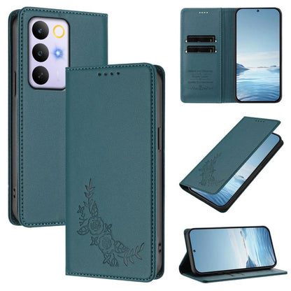 Peony Embossed Magnetic RFID Vegan Leather Phone Case, For Realme C100 / C85 5G / C83 5G / 15x India, For Realme P4 Power 5G