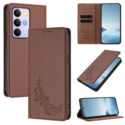 Peony Embossed Magnetic RFID Vegan Leather Phone Case, For Realme C100 / C85 5G / C83 5G / 15x India, For Realme P4 Power 5G