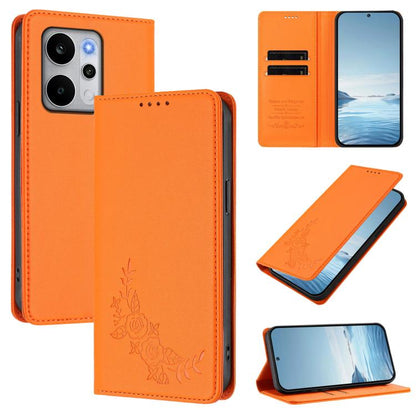 Peony Embossed Magnetic RFID Vegan Leather Phone Case, For Realme C100 / C85 5G / C83 5G / 15x India, For Realme P4 Power 5G