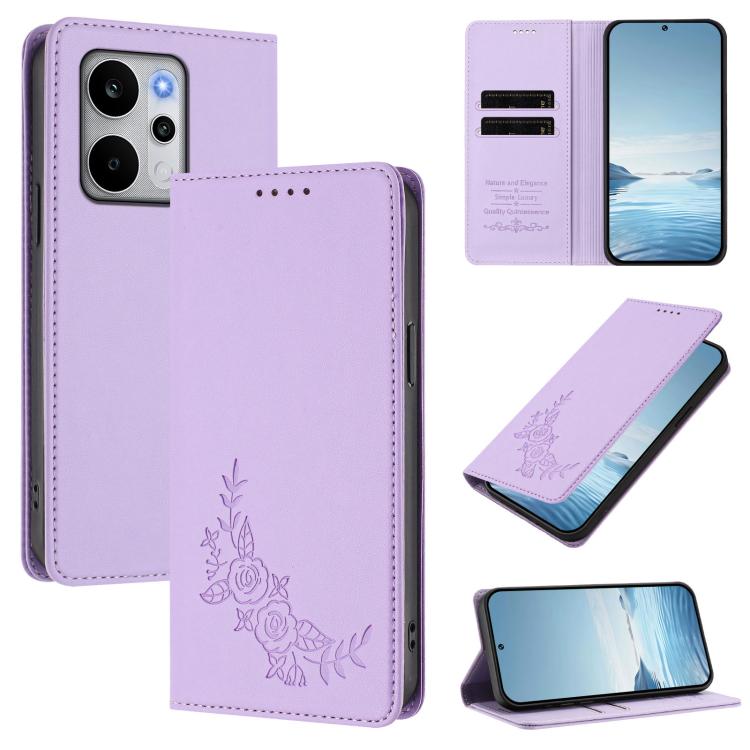Peony Embossed Magnetic RFID Vegan Leather Phone Case, For Realme C100 / C85 5G / C83 5G / 15x India, For Realme P4 Power 5G
