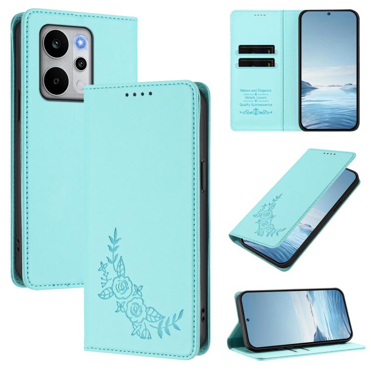 Peony Embossed Magnetic RFID Vegan Leather Phone Case, For Realme C100 / C85 5G / C83 5G / 15x India, For Realme P4 Power 5G
