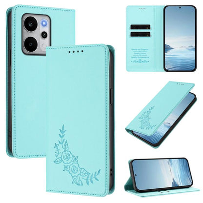 Peony Embossed Magnetic RFID Vegan Leather Phone Case, For Realme C100 / C85 5G / C83 5G / 15x India, For Realme P4 Power 5G
