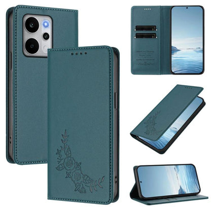 Peony Embossed Magnetic RFID Vegan Leather Phone Case, For Realme C100 / C85 5G / C83 5G / 15x India, For Realme P4 Power 5G