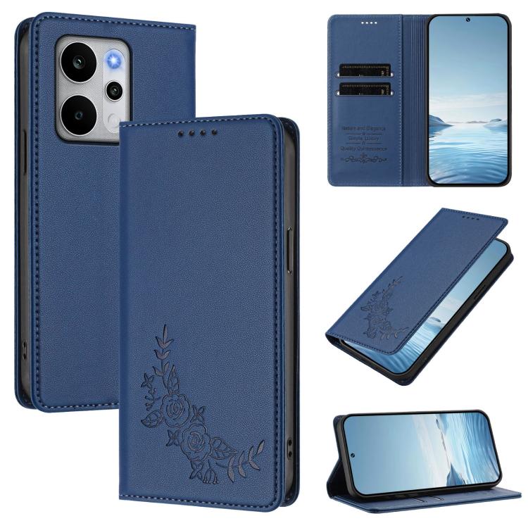 Peony Embossed Magnetic RFID Vegan Leather Phone Case, For Realme C100 / C85 5G / C83 5G / 15x India, For Realme P4 Power 5G