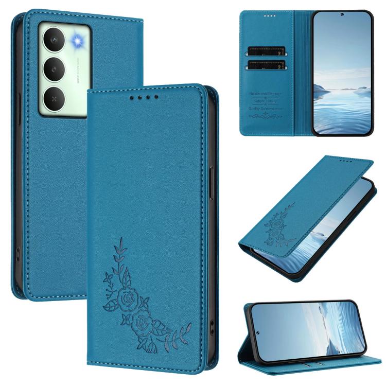 Peony Embossed Magnetic RFID Vegan Leather Phone Case, For Realme C75 5G / V70 / 14x Global, For Realme 14 Pro 5G India / Narzo 80 Pro