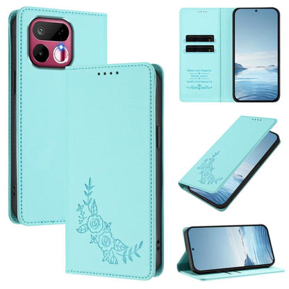 Peony Embossed Magnetic RFID Vegan Leather Phone Case, For Realme P4x 5G / OnePlus Nord CE6 Lite, For Realme 16T 5G