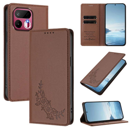 Peony Embossed Magnetic RFID Vegan Leather Phone Case, For Realme P4x 5G / OnePlus Nord CE6 Lite, For Realme 16T 5G